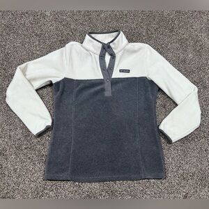 Columbia Two-Tone Fleece Snap Pullover – Cream & Charcoal – Size M